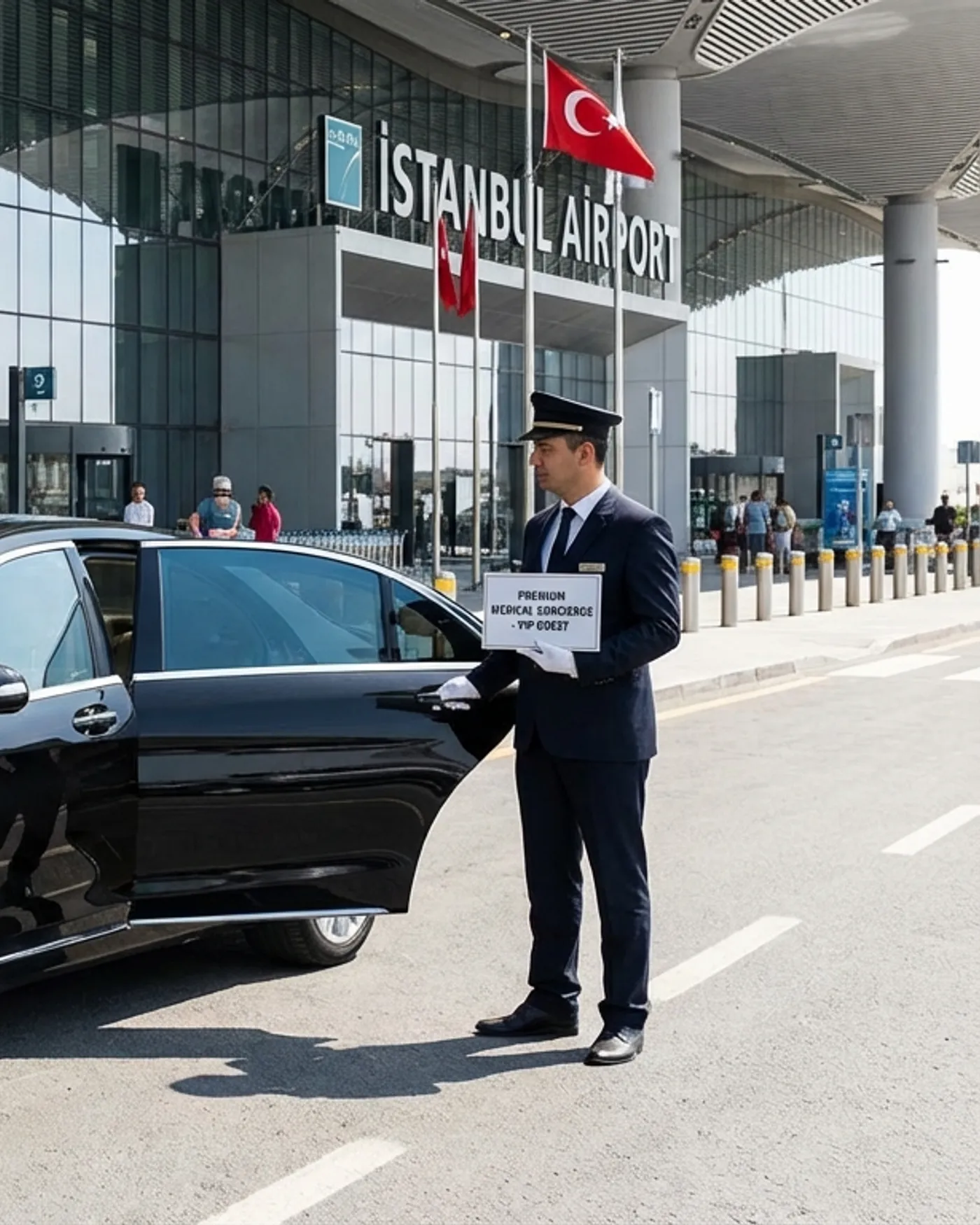 Havalimanı transferi için bekleyen özel araç